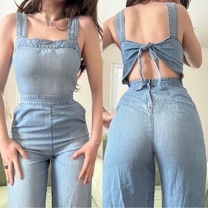 Madewell Light Blue Denim Tie-Back Wide-Leg Jumpsuit Size 0 (small)
